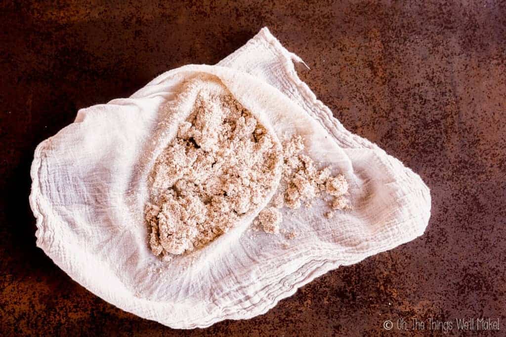 Tigernut pulp in a cotton cloth