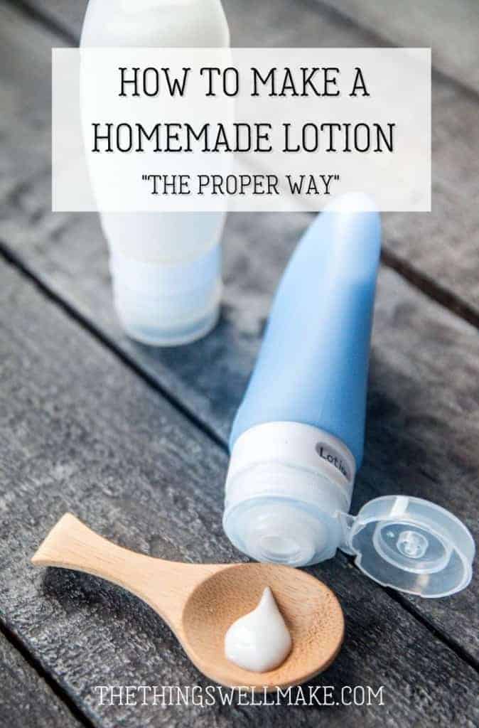 Learn how to make an easy, simple homemade lotion. This basic lotion recipe is the foundation for many different types of cosmetics. It can be customized to suit different skin types or to make a wide variety of products! #naturalskincare #homemade #lotion #diycosmetics #thethingswellmake #miy