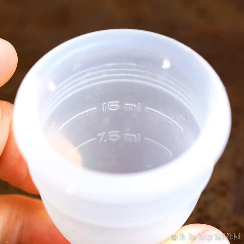 Closeup of the interior of the large menstrual cup