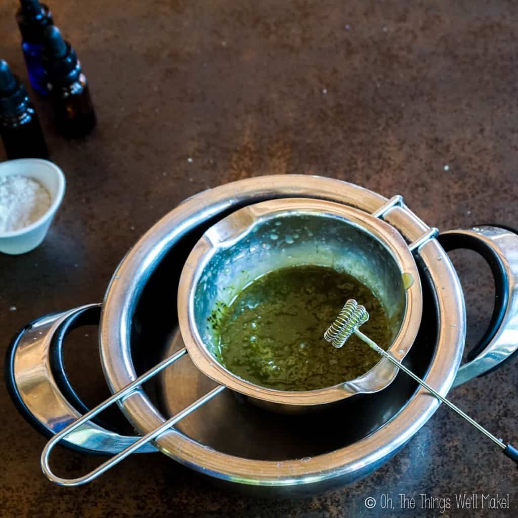 The double boiler with the added matcha tea