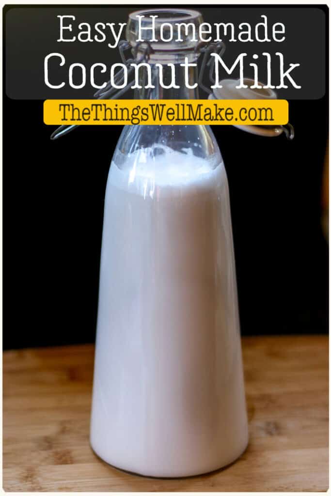A delicious alternative to milk, coconut milk is an allergy-friendly beverage that is easy to make yourself at home using either fresh or dried coconut. For a no-waste product, make coconut flour with the remaining coconut pulp. #thethingswellmake #miy #coconut #coconutmilk #coconutflour #coconutrecipes #veganmilk #dairyfree #nondairymilk #dairyfree #healthyrecipes #paleorecipes #glutenfree #glutenfreeflour