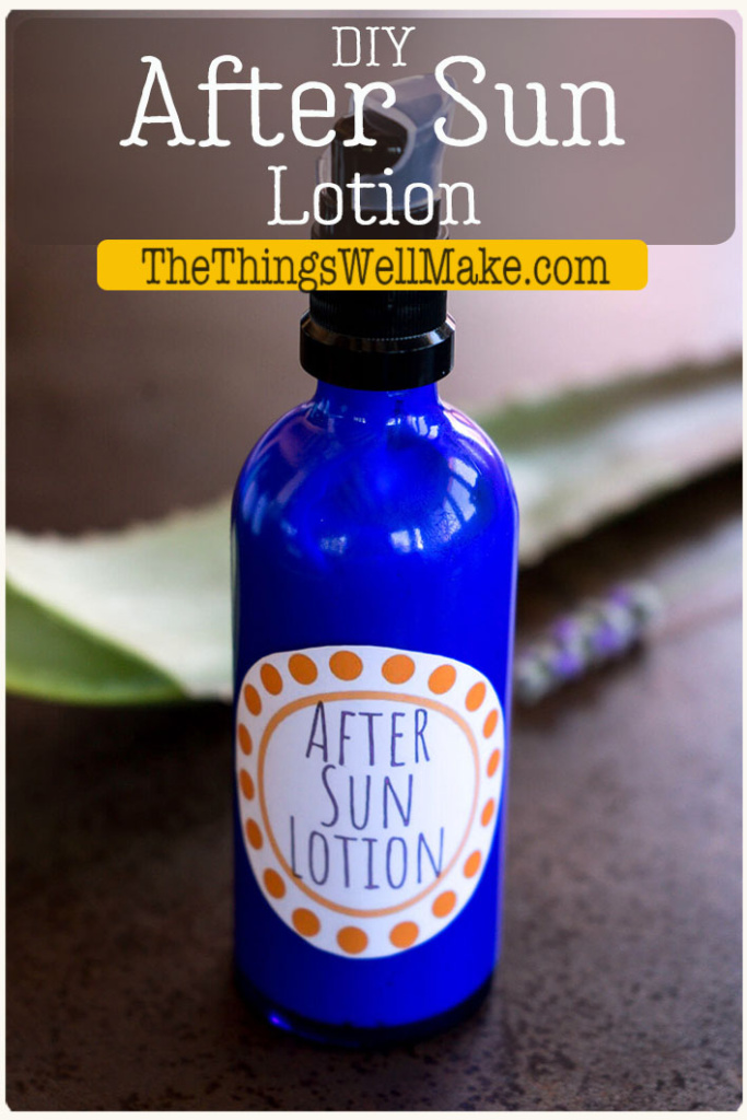 Soothe irritated skin and replenish its moisture after a day in the sun using this homemade after sun lotion that nourishes skin with aloe and other calming ingredients. #aftersun #naturalskincare #lotion #thethingswellmake #miy #aloe