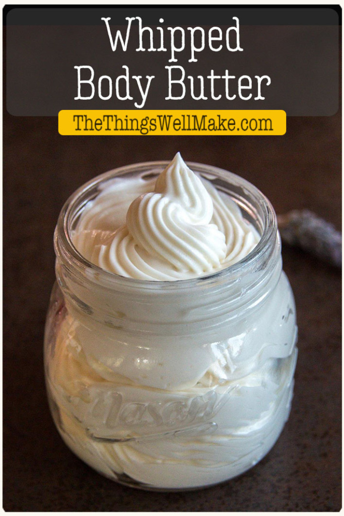 Nourish your skin with a whipped body butter that's simple to make. If you want to make your own natural products, but aren't quite ready for emulsions and preservatives, this recipe is a perfect starter recipe. Learn to make it the right way and how to troubleshoot any problems along the way! #thethingswellmake #miy #bodybutter #whippedbodybutter #diybodybutter #greenliving #naturalskincare #skincareproducts #dryskincare #dryskincareproducts #diynatural