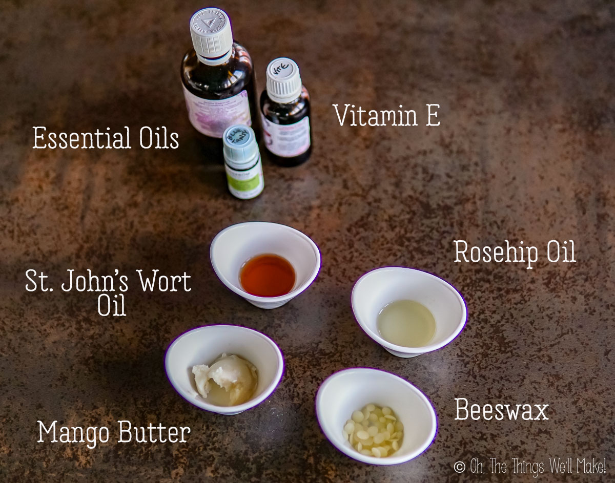 ingredients for a homemade lip balm