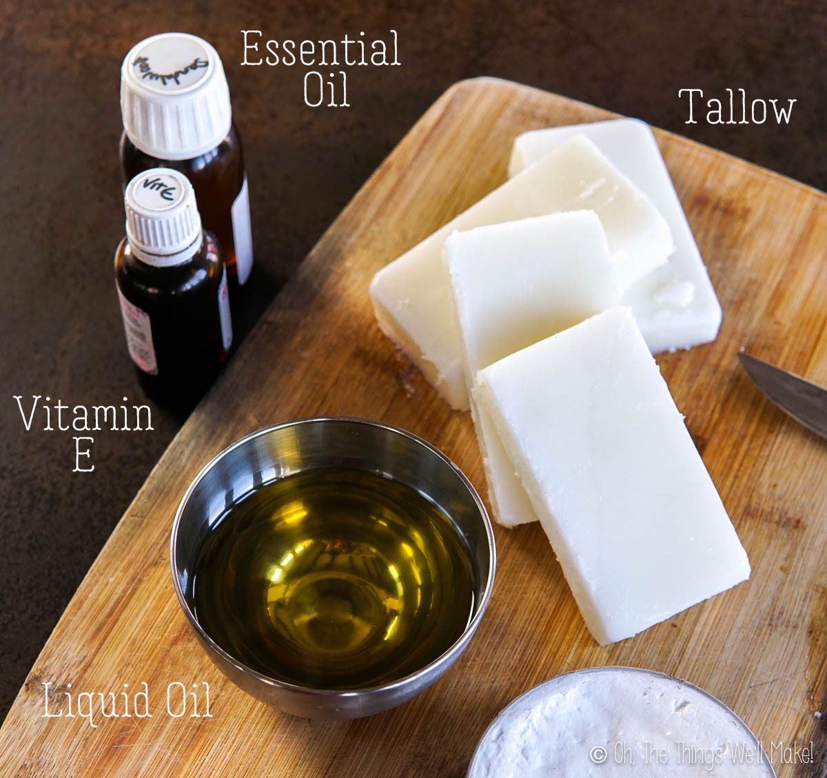 ingredients for a tallow body butter