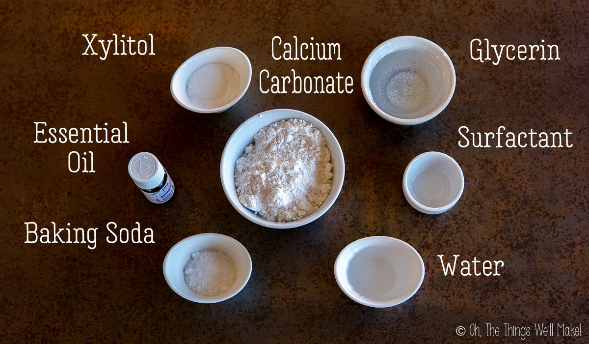 ingredients for my best homemade toothpaste recipe