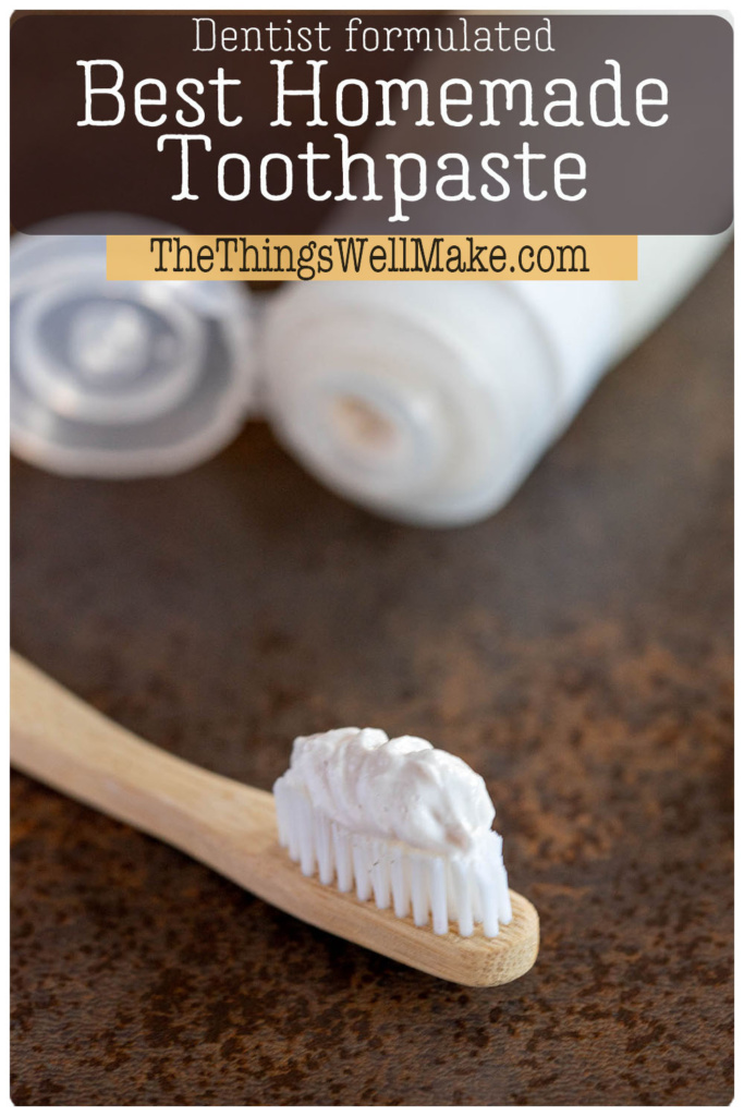 Disappointed with the consistency of the homemade toothpaste recipes you've tried making at home? This recipe, formulated by a dentist, tastes and feels like the toothpaste you buy at the store. #toothpasterecipe #oralcare