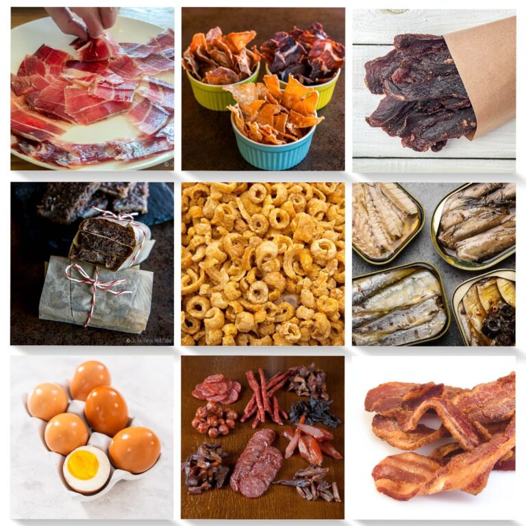 collage of carnivore snack foods