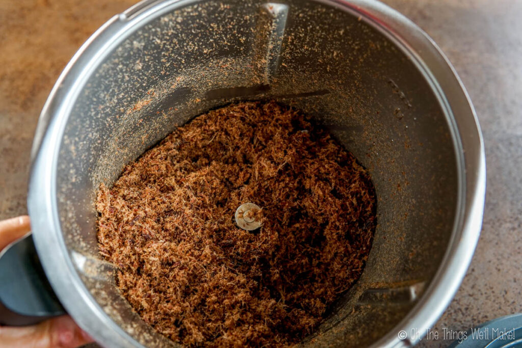 dried meat powder in a food processor